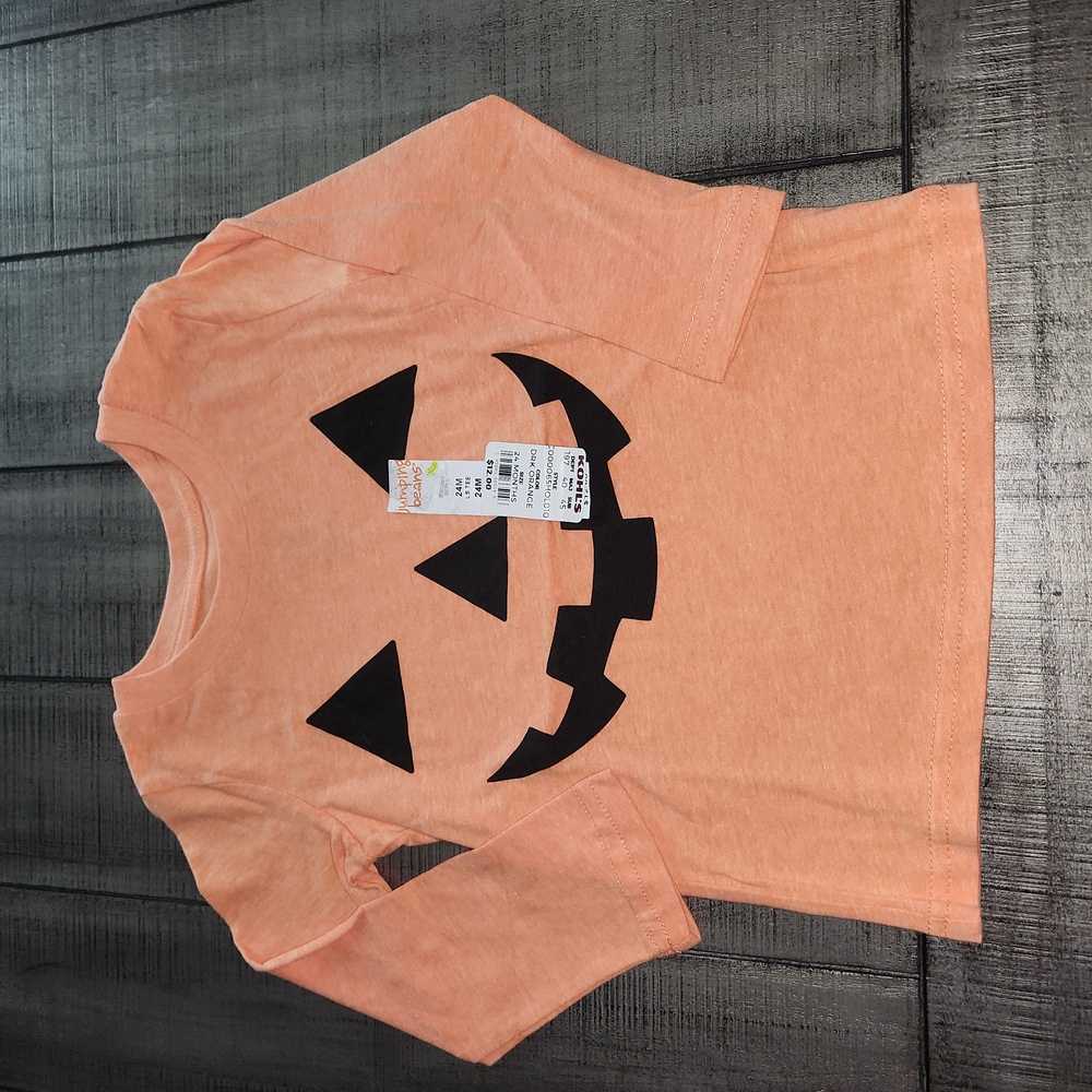 NWT Jumping Beans Orange Pumpkin Face Long Sleeve Shirt